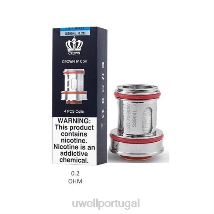 UWELL CROWN 4 bobinas de reposição (pacote com 4) bobina dupla 0,2ohm 22V8182 UWELL Lisbon