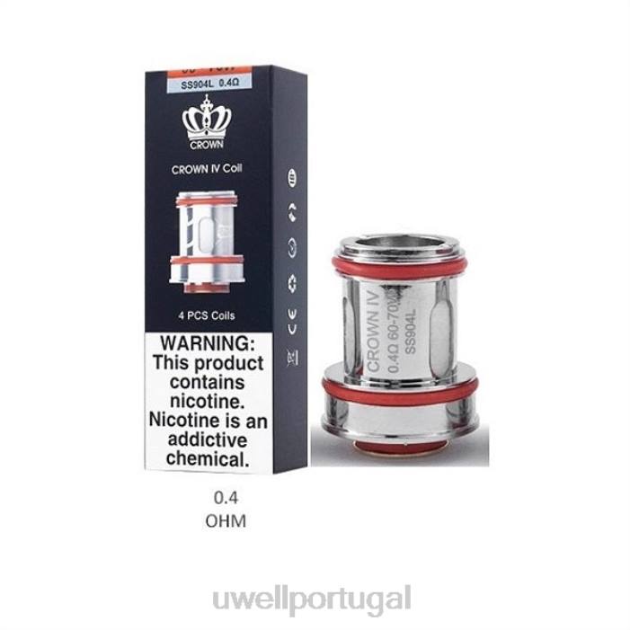 UWELL CROWN 4 bobinas de reposição (pacote com 4) bobina dupla 0,4ohm 22V8183 UWELL Vape Disposable