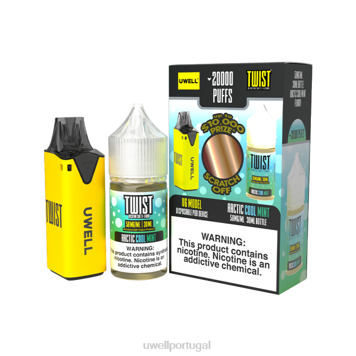 UWELL V6 aparelho descartável + suco daddy's vapor 30ml - pacote collab clr: amarelo/flv: hortelã fresca ártica 50 mg 22V8215 UWELL Online Shop