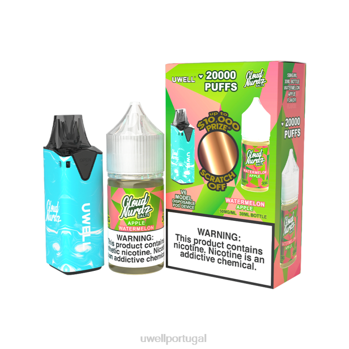 UWELL V6 aparelho descartável + suco daddy's vapor 30ml - pacote collab clr: azul/flv: maçã melancia 50mg 22V8205 UWELL Online Shop