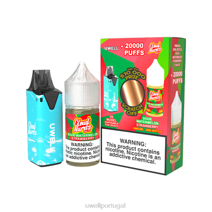 UWELL V6 aparelho descartável + suco daddy\'s vapor 30ml - pacote collab clr: ciano/flv: hortelã-pimenta 50mg 22V8211 UWELL Portugal