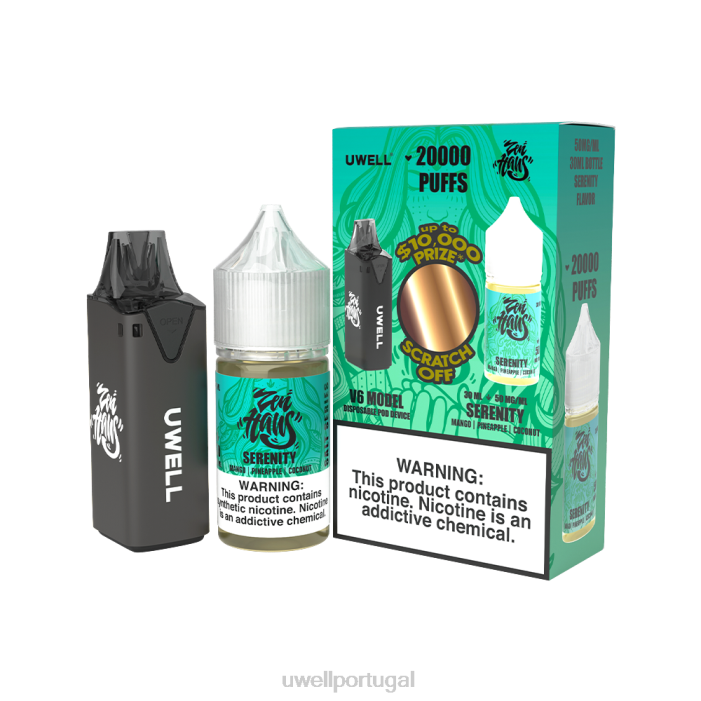 UWELL V6 aparelho descartável + suco daddy's vapor 30ml - pacote collab clr: preto/flv: serenidade 50mg 22V8222 UWELL Lisbon
