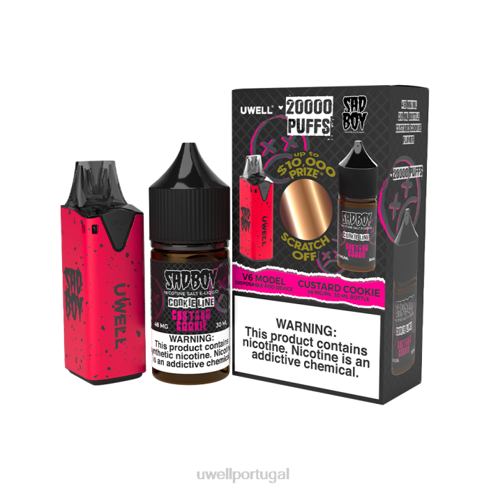 UWELL V6 aparelho descartável + suco daddy\'s vapor 30ml - pacote collab clr: vermelho/flv: baga proibida 48mg 22V8208 UWELL Descartavel