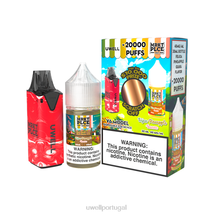 UWELL V6 aparelho descartável + suco daddy\'s vapor 30ml - pacote collab clr: vermelho/flv: baga proibida 48mg 22V8208 UWELL Descartavel
